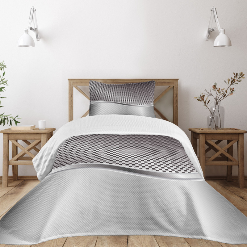 Industrial Grid Motif Bedspread Set