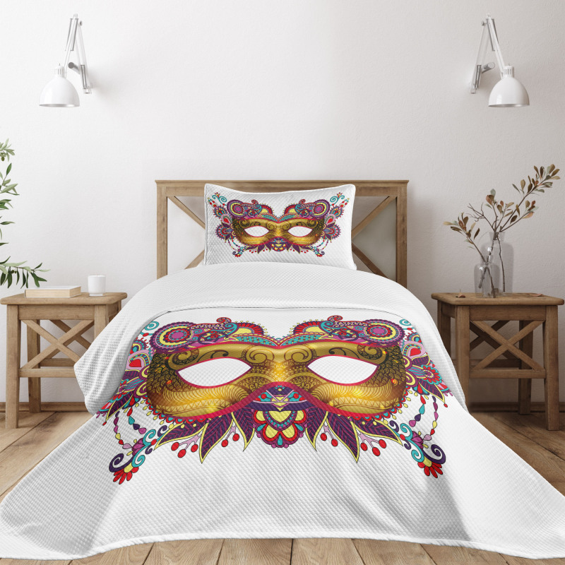 Ornate Yellow Mask Bedspread Set