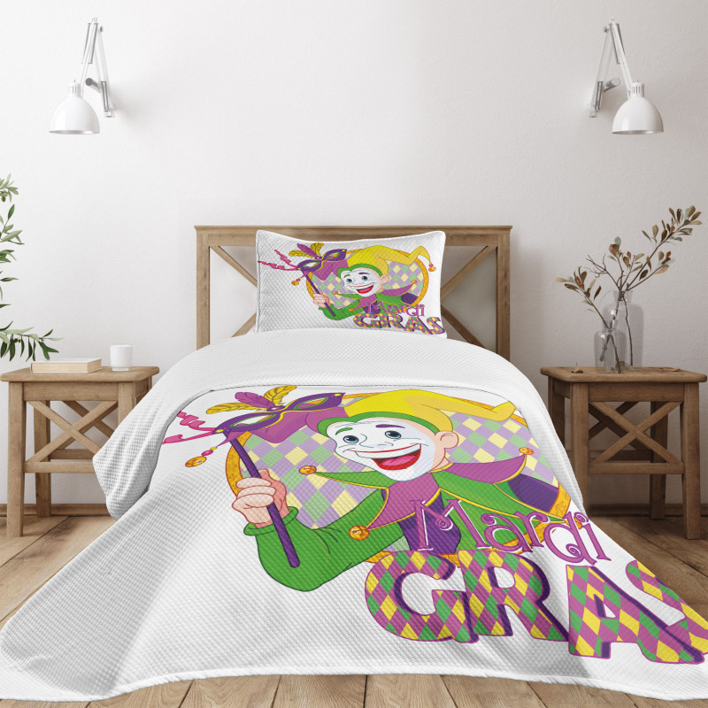 Cartoon Jester Mask Bedspread Set