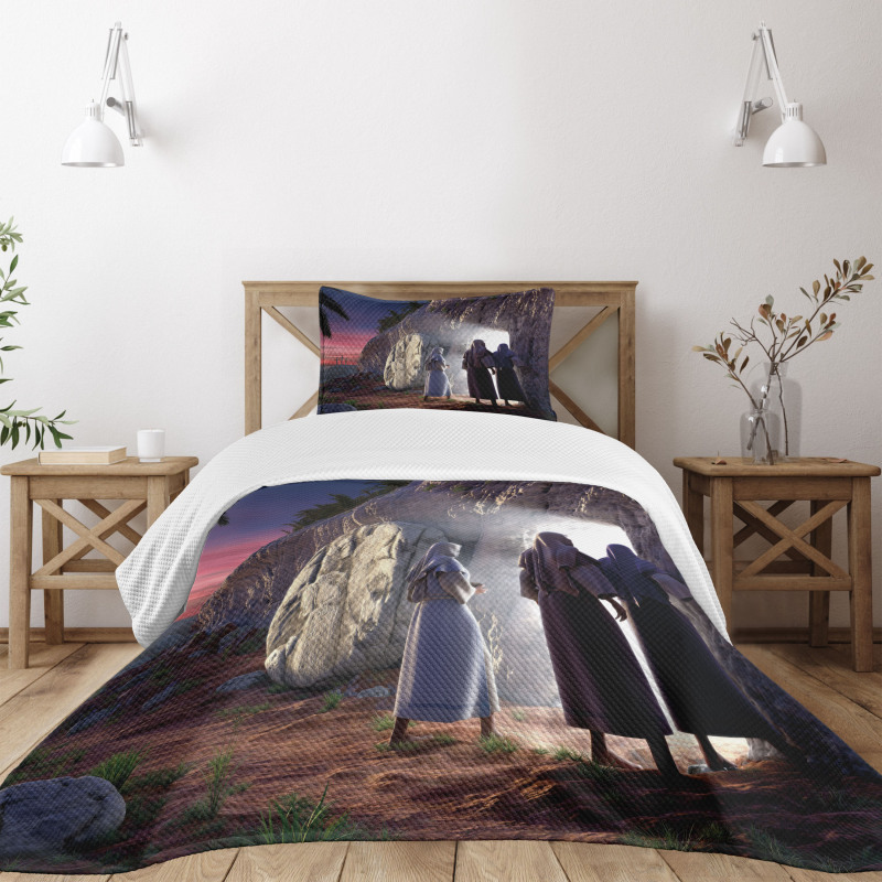 Finding Empty Tomb Motif Bedspread Set