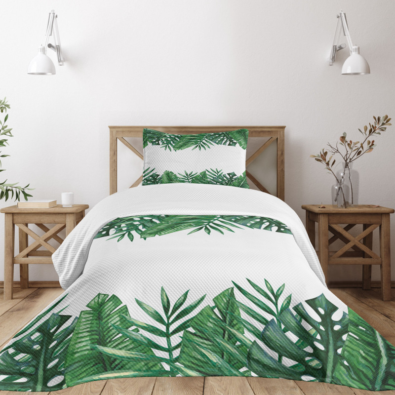Forest Leaves Frame Bedspread Set