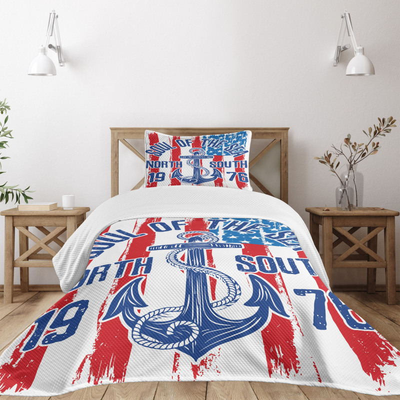 Vintage Anchor Design Bedspread Set