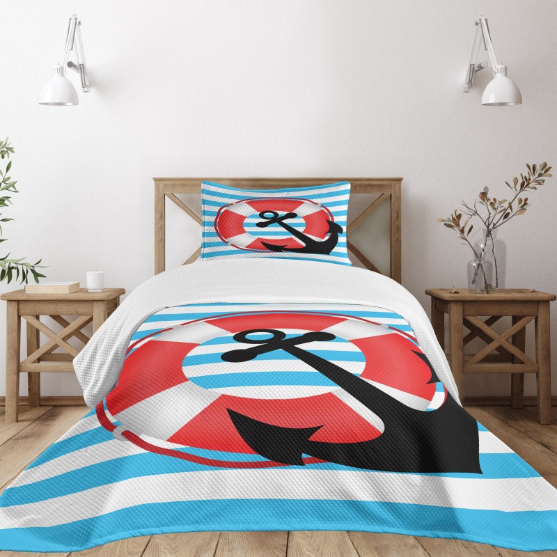 Lifebuoy Anchor Design Bedspread Set