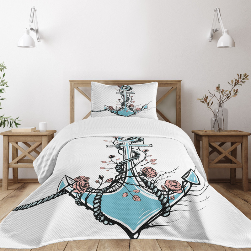 Romantic Design Anchor Bedspread Set