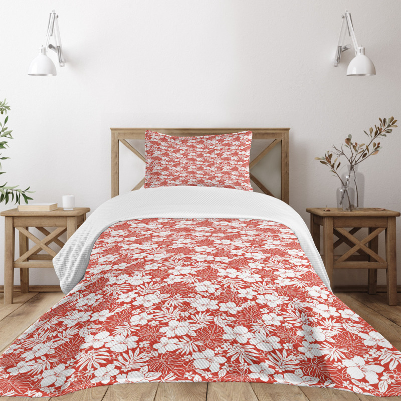 Exotic Lush Flowers Hawaii Bedspread Set