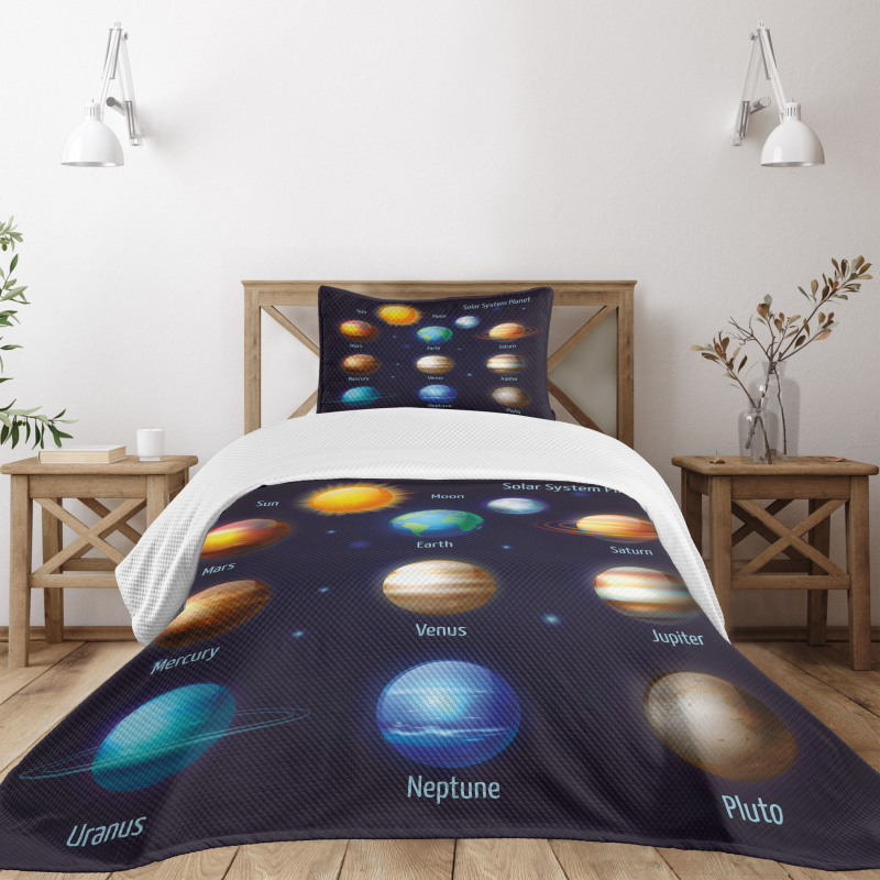 Solar System and Sun Bedspread Set