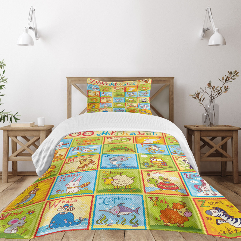 Zoo Alphabet Style Bedspread Set