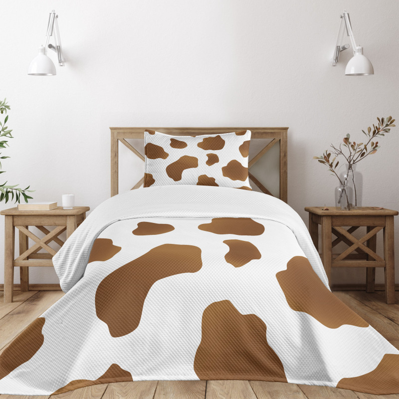 Brown Spots on Cow Bedspread Set