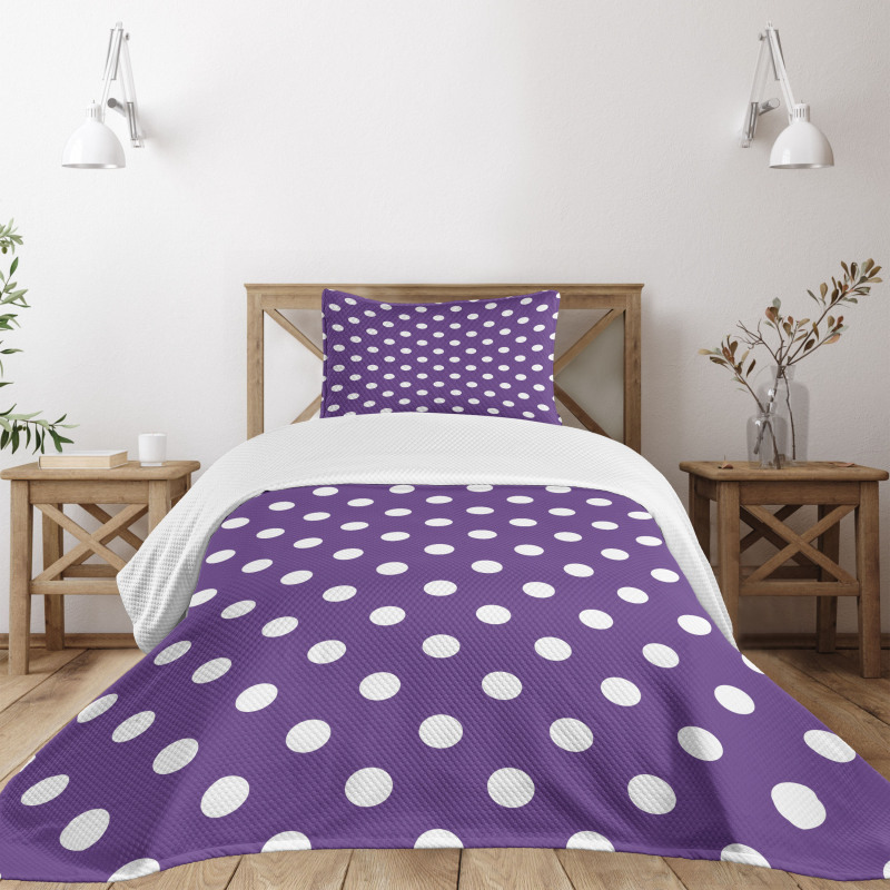 White Polka Dots Retro Bedspread Set
