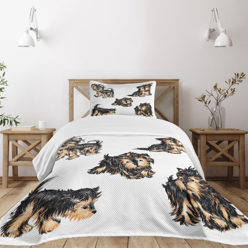 Terrier Cartoon Bedspread Set