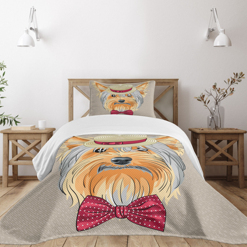 Hipster Gentleman Dog Bedspread Set