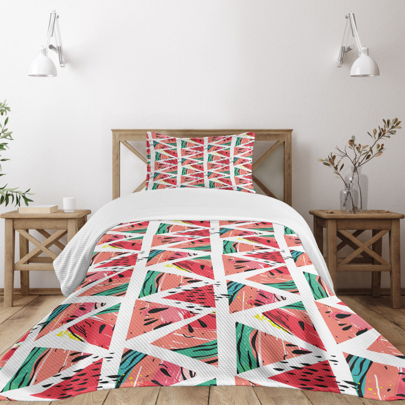 Abstract Watermelon Bedspread Set