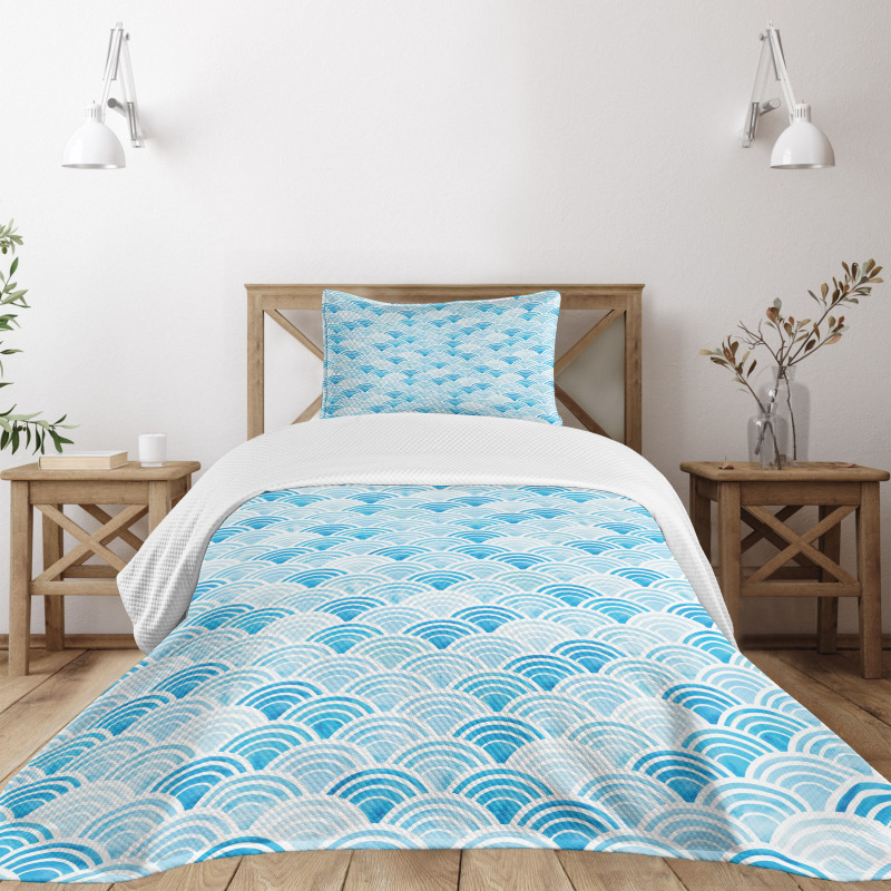 Ocean Curve Pattern Bedspread Set