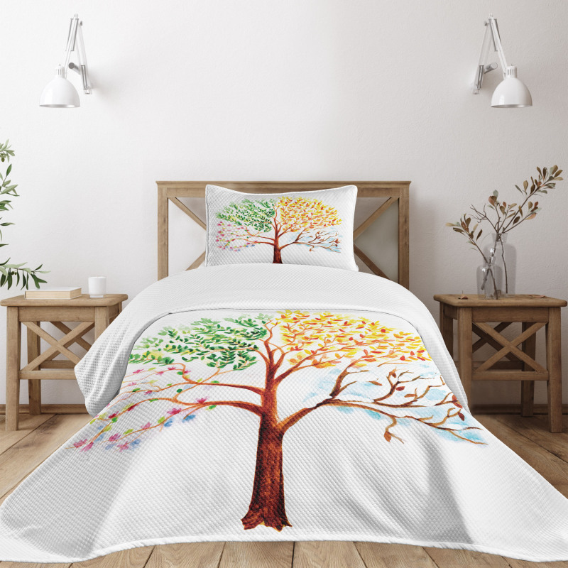 Tree Seasons Nature Bedspread Set