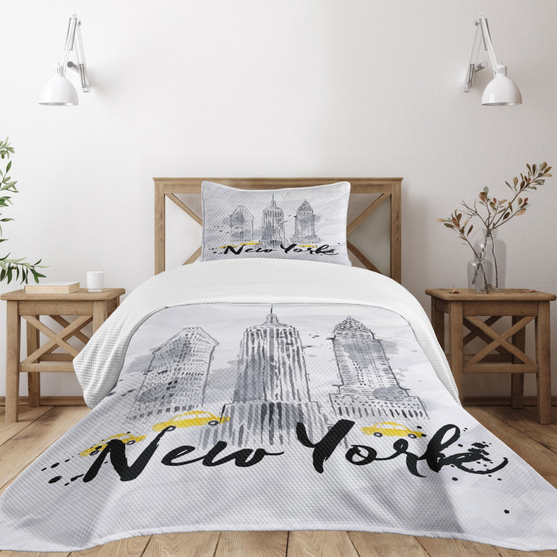 New York Sketch Art Bedspread Set