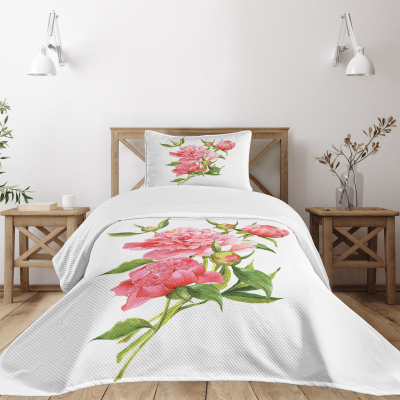 Pink Peonies Bouquet Bedspread Set