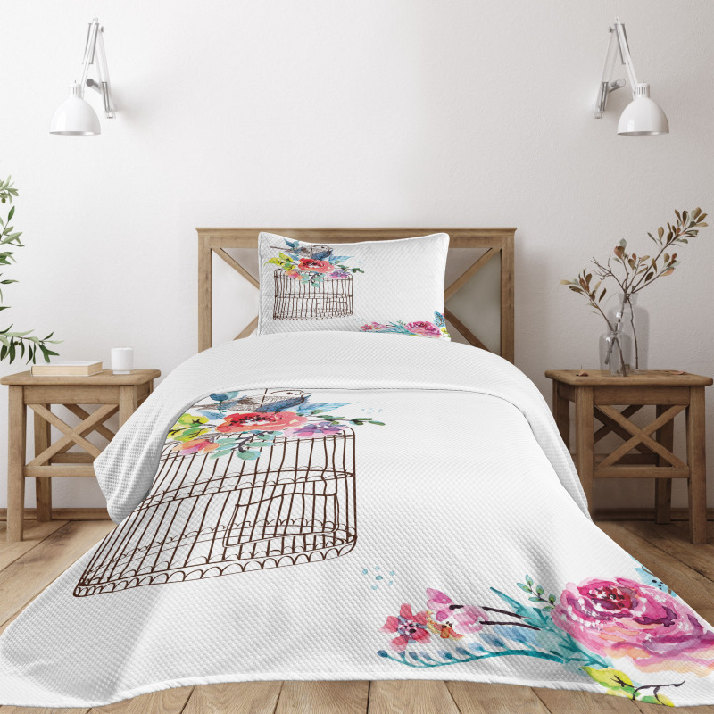 Sketch Bird Cage Bedspread Set