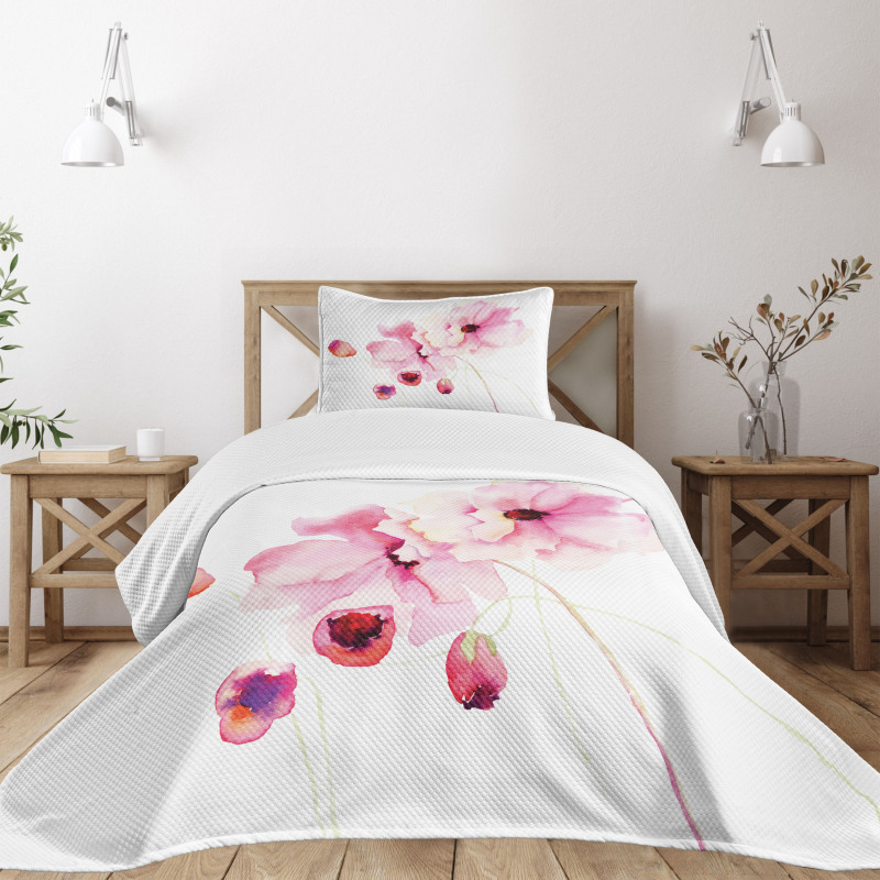 Pink Flower Petals Bedspread Set