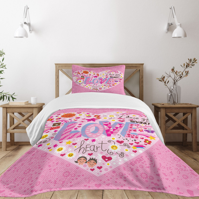 I Love You Sugar Heart Bedspread Set