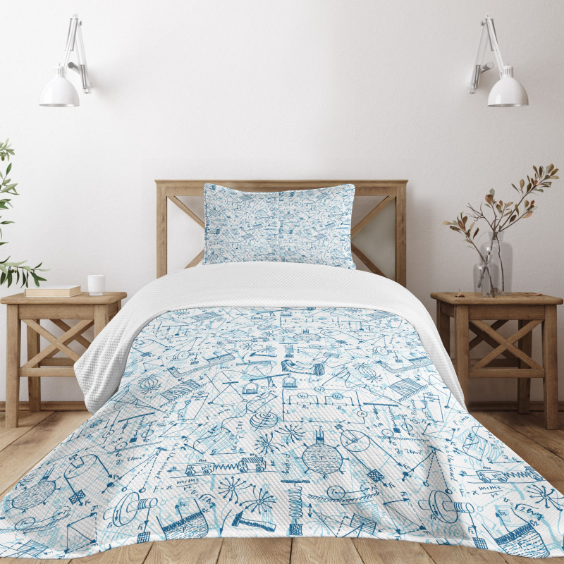 Physics Themed Drawing Bedspread Set