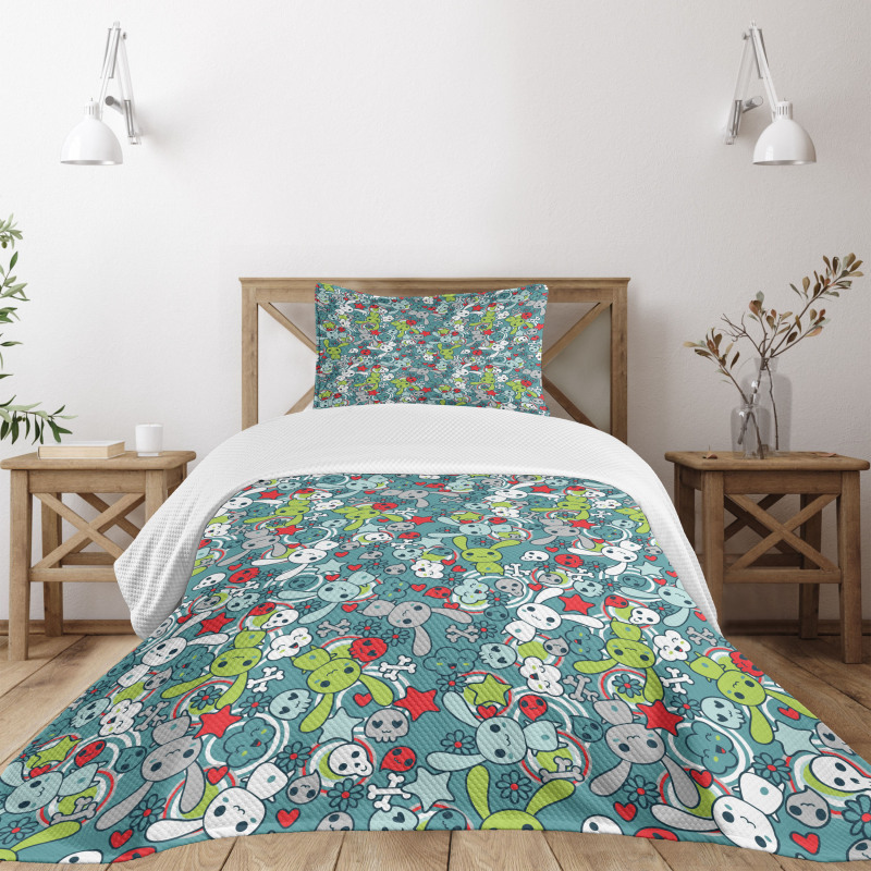 Kawai Bunnies Happy Bedspread Set