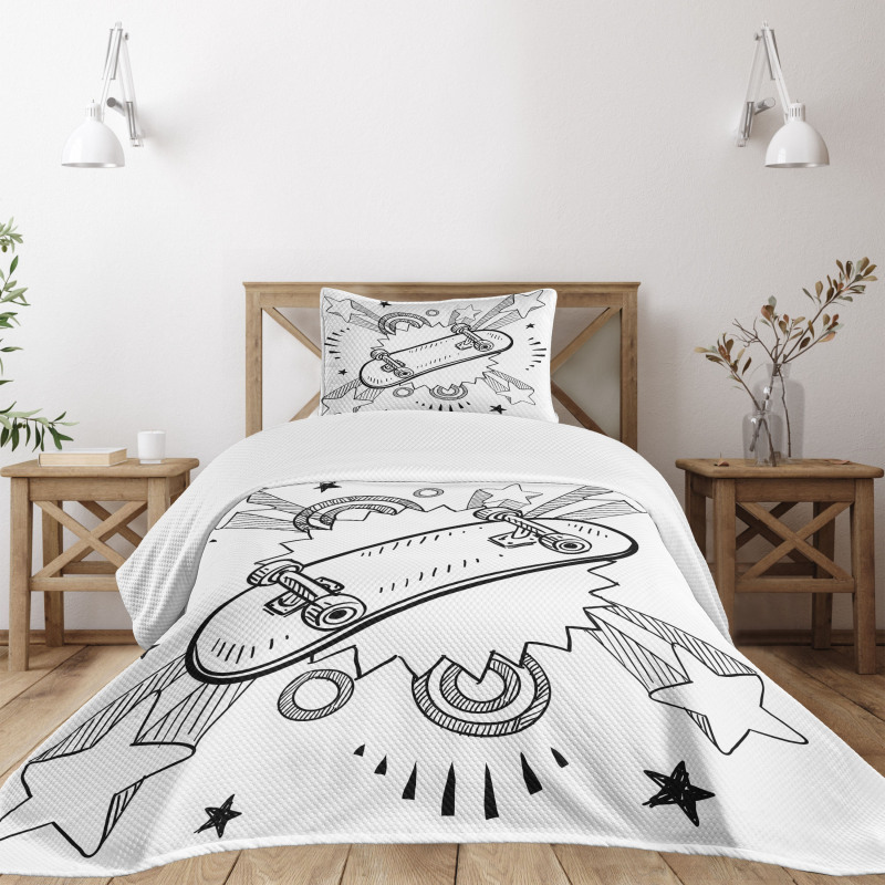 Skateboard Pop Art Style Bedspread Set