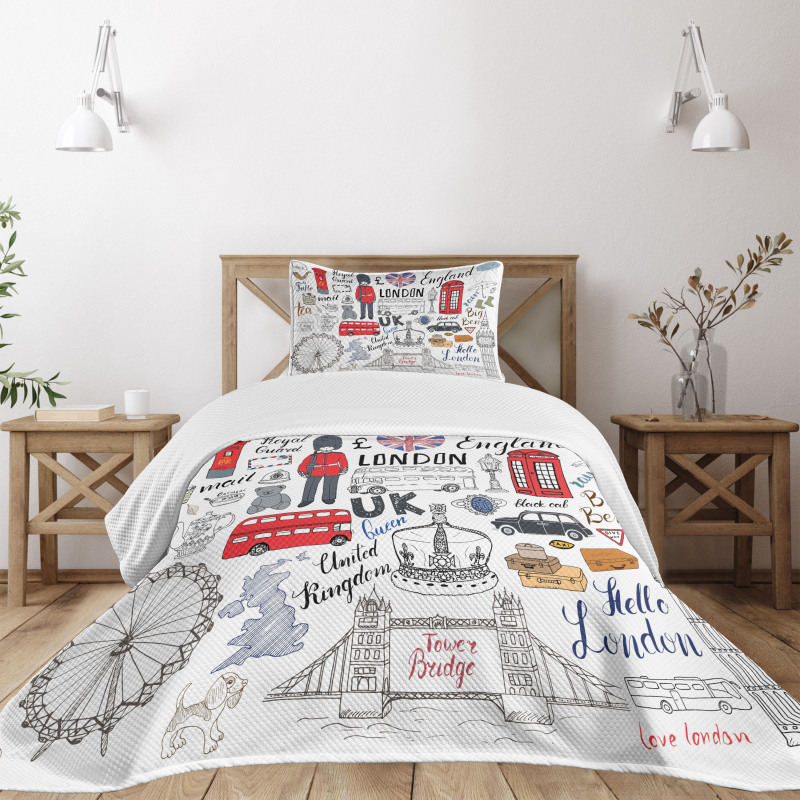 London Double Decker Bus Bedspread Set