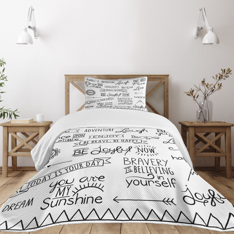 Various Happy Words Theme Bedspread Set