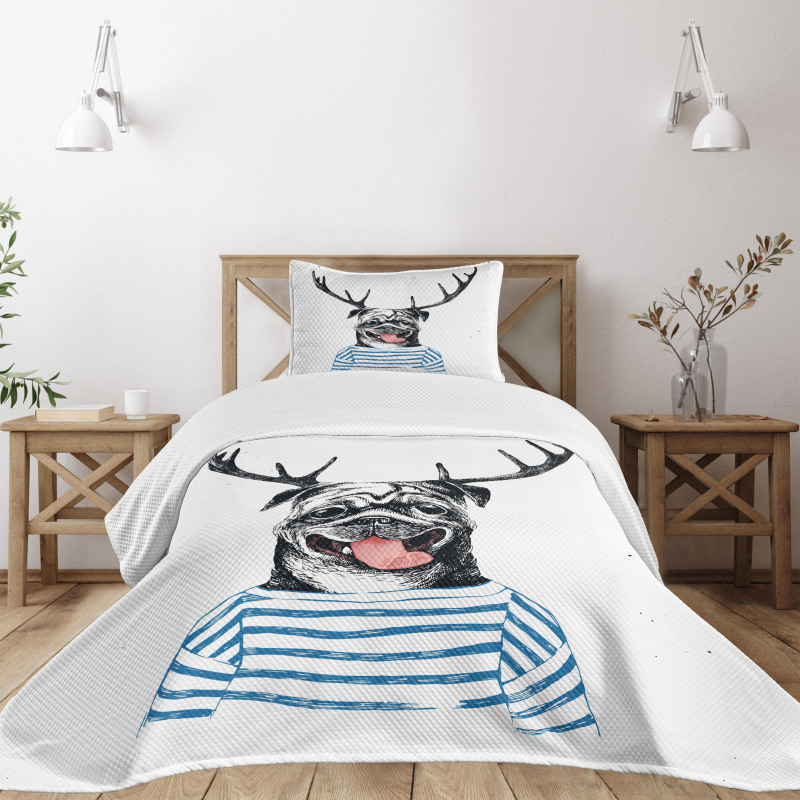 Dog with Antlers Surreal Bedspread Set