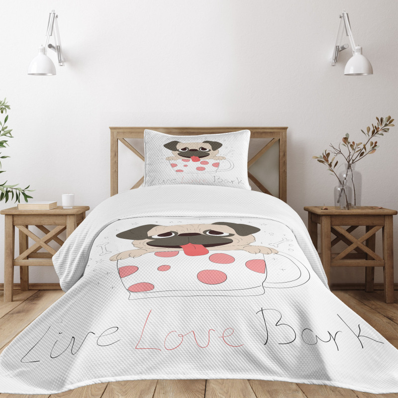 Live Love Bark Words Funny Bedspread Set