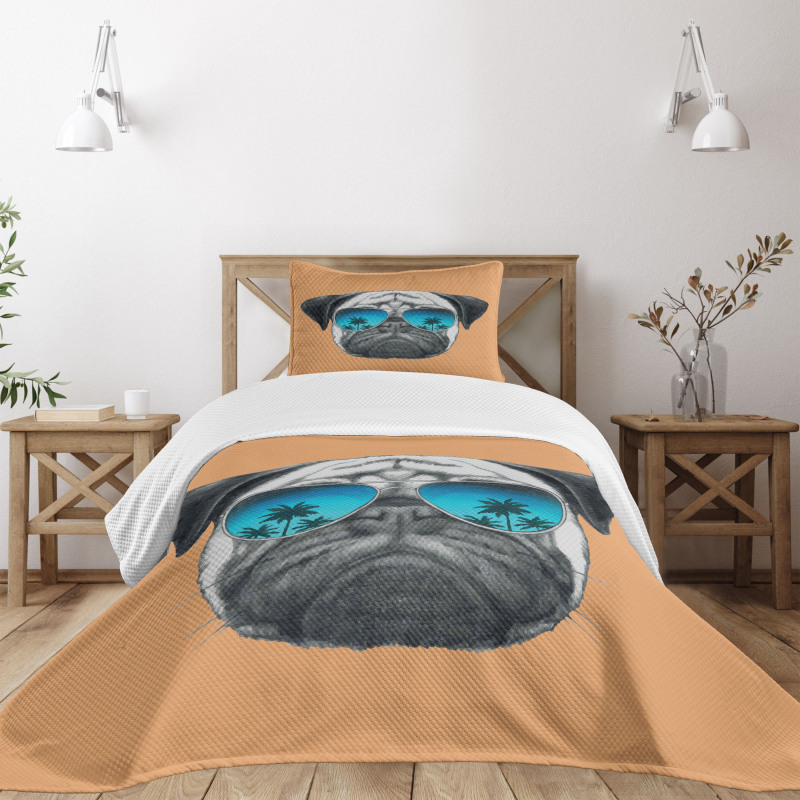 Dog and Sunglasses Bedspread Set