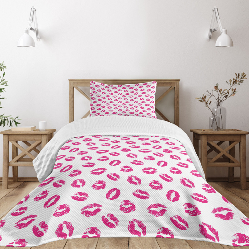 Vibrant Colored Lipstick Bedspread Set