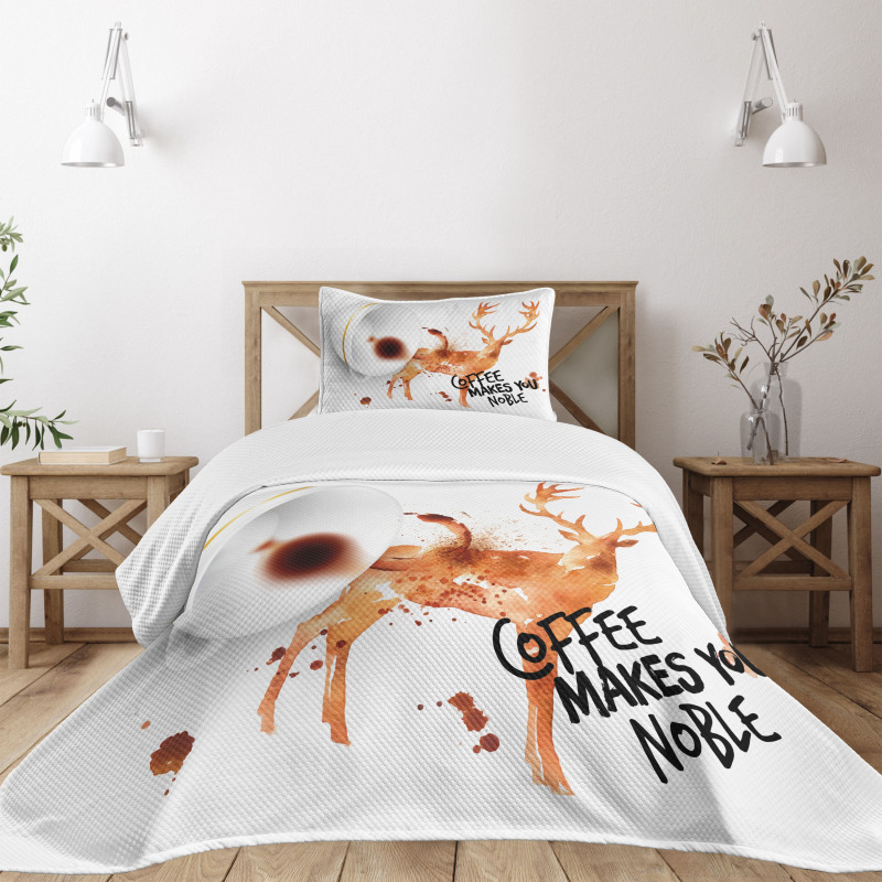 Deer Antlers Nature Bedspread Set