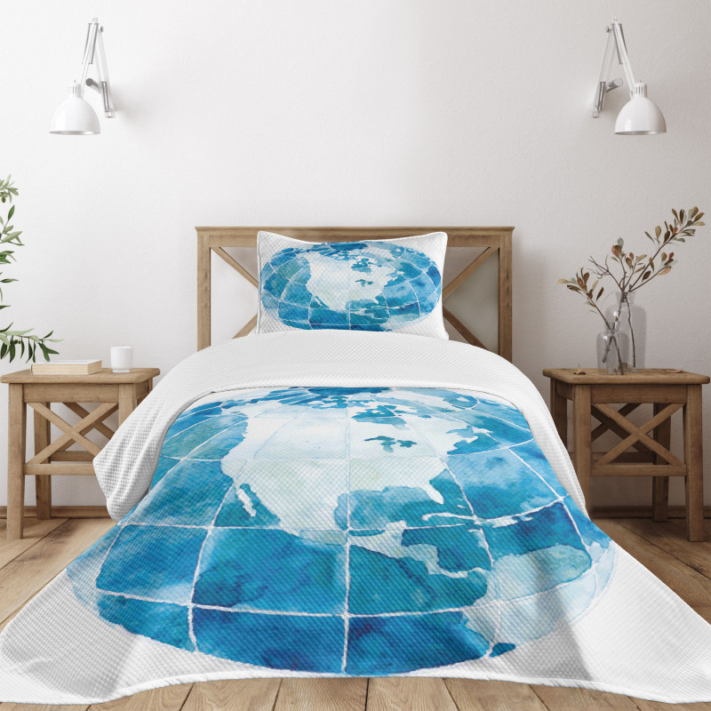 Watercolor North America Bedspread Set