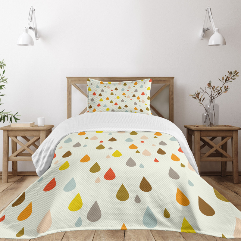 Retro Water Drops Rain Bedspread Set