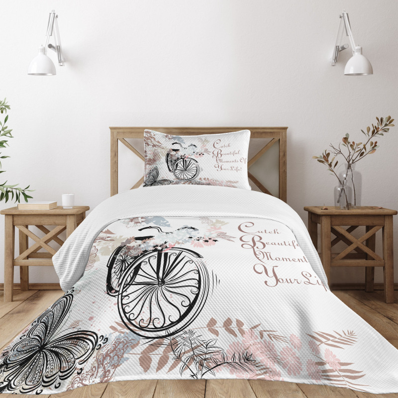 Soft Color Palette Bike Bedspread Set