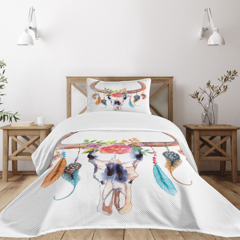 Bull Skull Bedspread Set