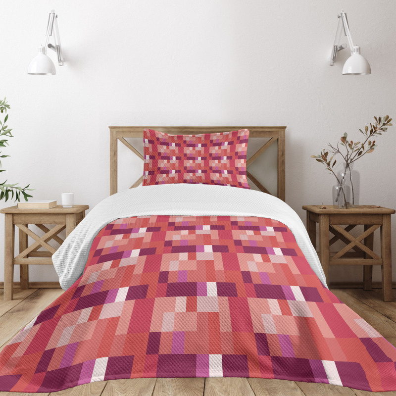 Geometric Square Colorful Bedspread Set
