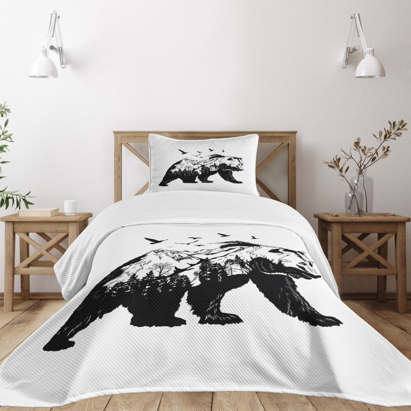 Wildlife Mammal Silhouette Bedspread Set