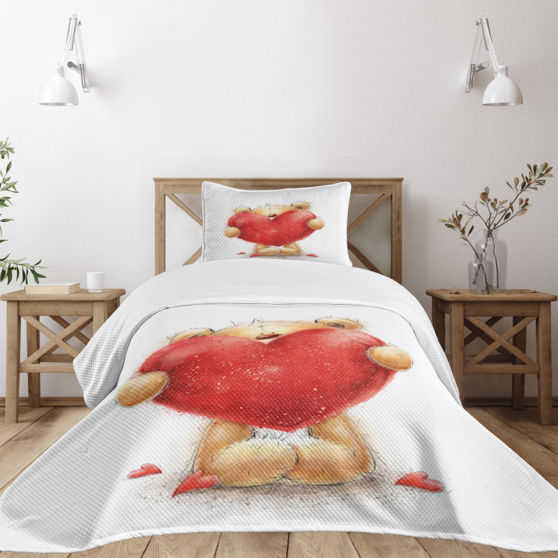 Romantic Mascot Red Heart Bedspread Set