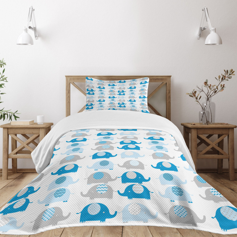 Elephants with Motifs Bedspread Set