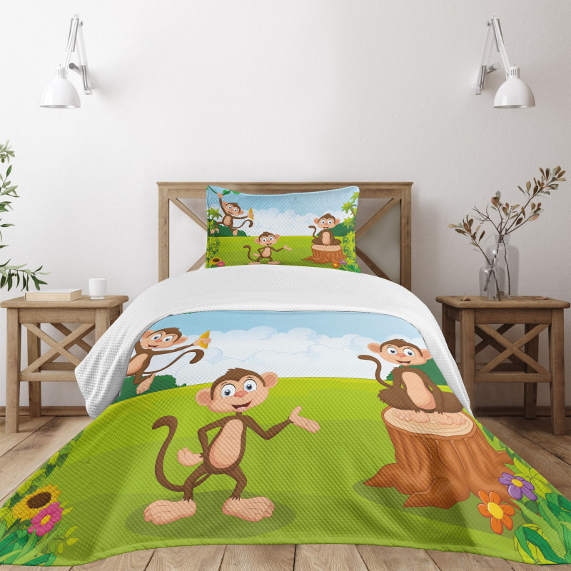 3 Monkeys Safari Bedspread Set
