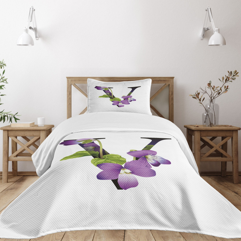 Viola Sororia Flower Bedspread Set