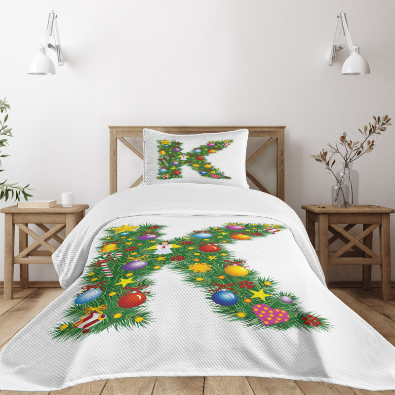 Tree Font Xmas Bedspread Set