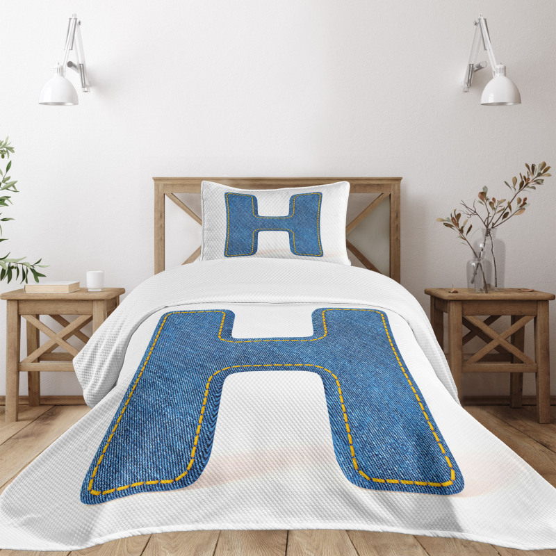 Denim Writing Bedspread Set