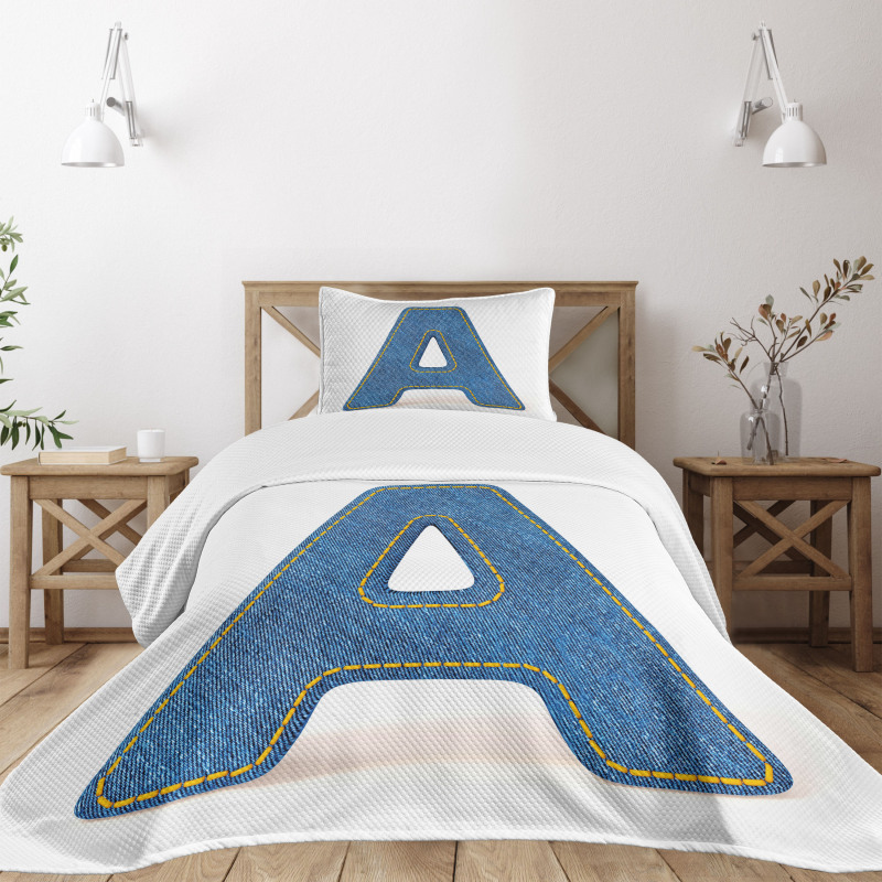 Blue Uppercase Jeans Bedspread Set