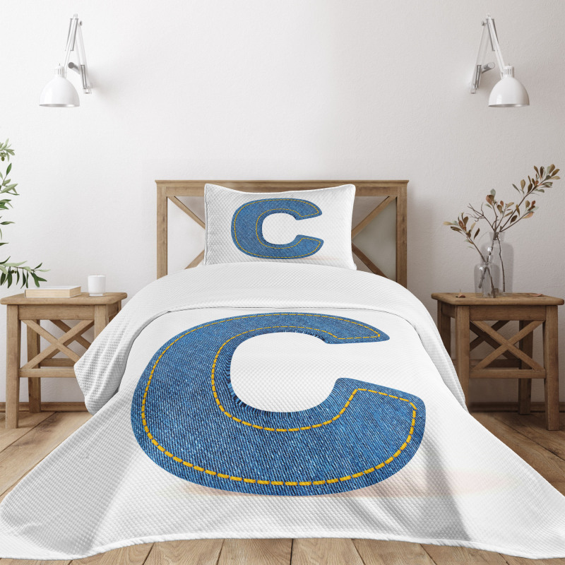 Writing Systems Denim Bedspread Set