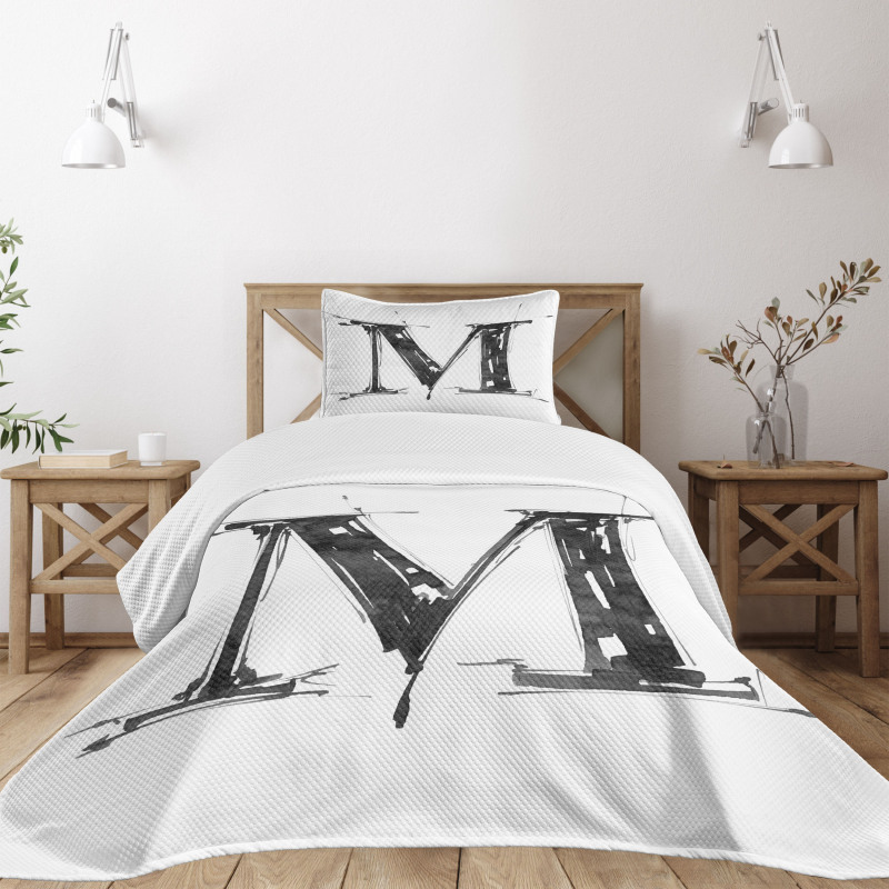 Stencil Art Style Funk Bedspread Set