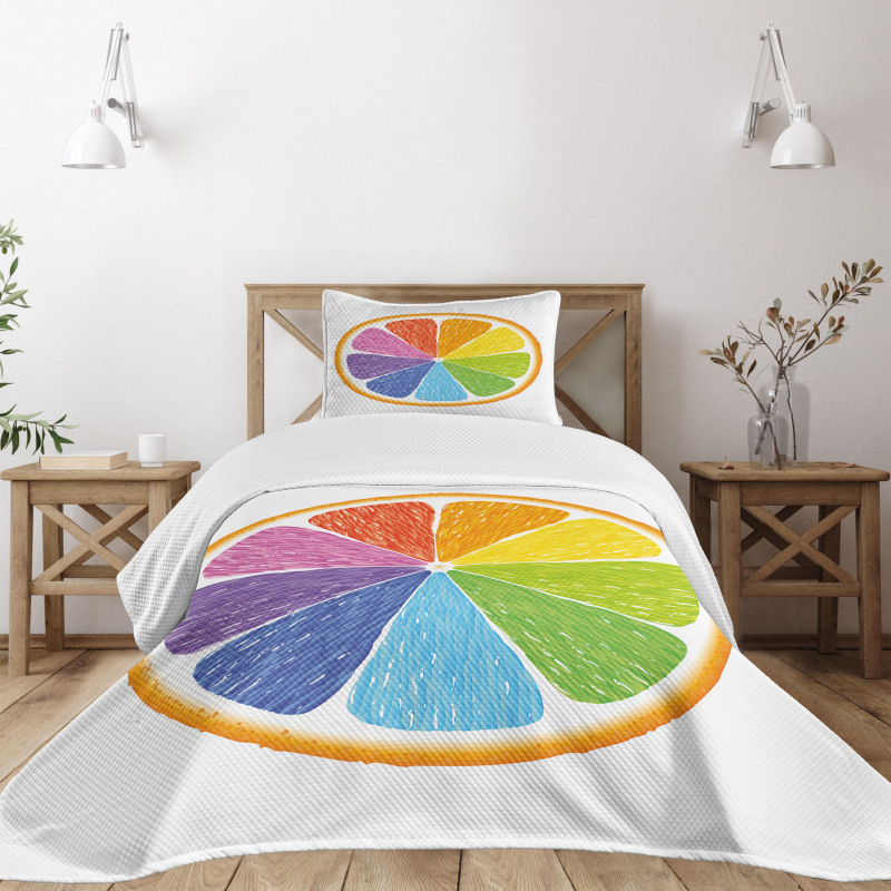 Rainbow Colored Orange Bedspread Set