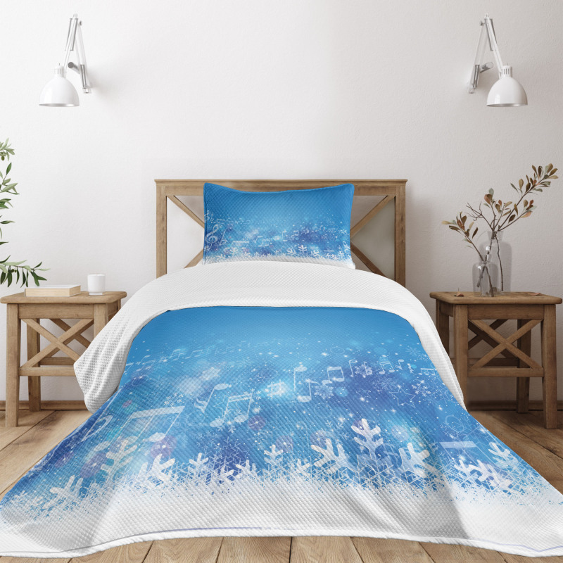 Music Notes Snowflakes Bedspread Set